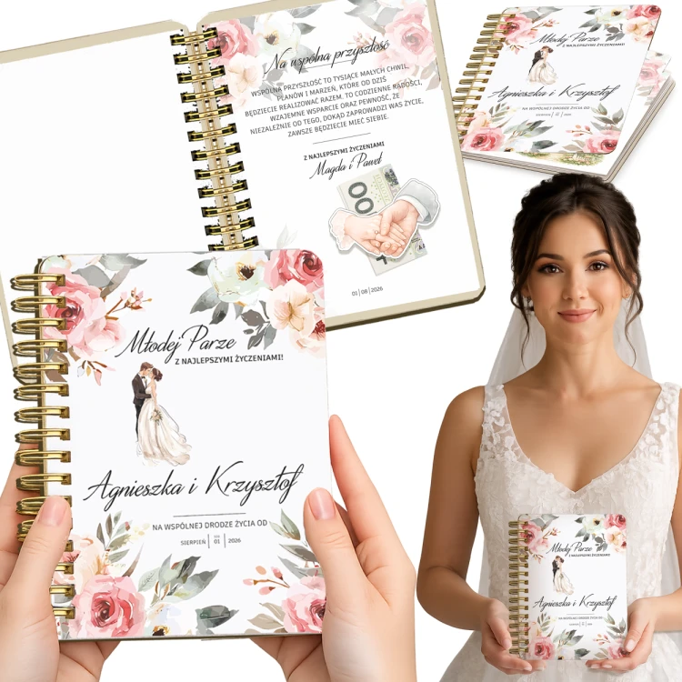 Drewniany album na pieniądze na ślub z personalizacją
